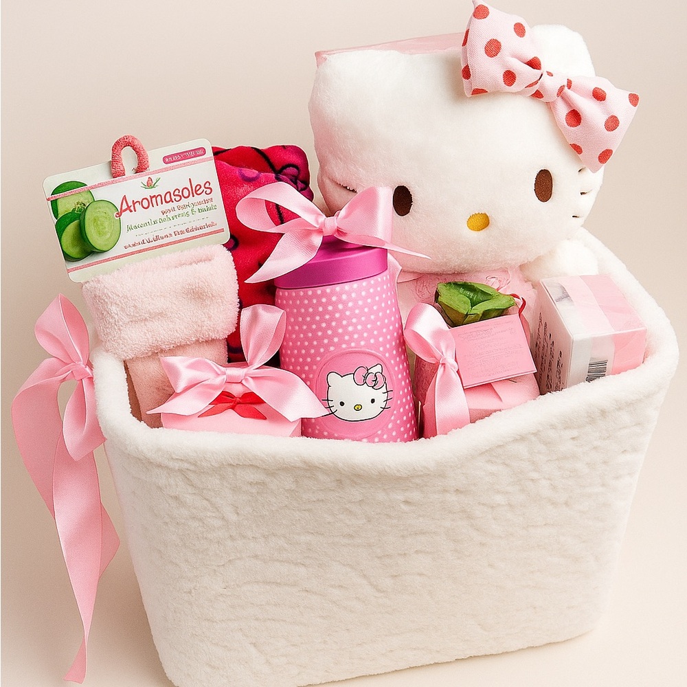 Hello Kitty Pink Spa Gift Basket | Cozy Self Care Set | Holiday Gift